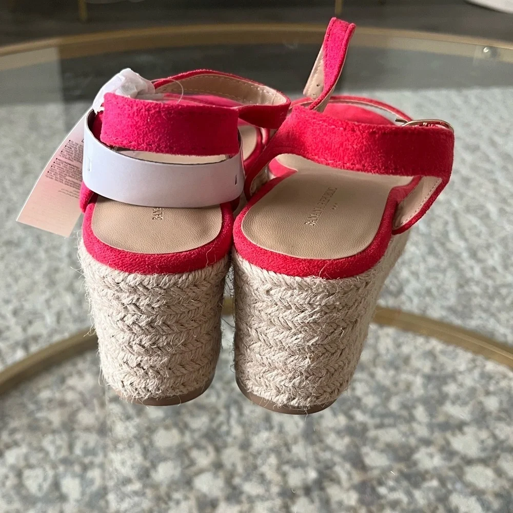 NWT MSRP $125 Banana Republic Platform Strappy Espadrille Rose Pink, Size 8